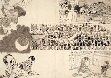 Dessin préparatoire pour des illustrations de mélodrames et de parodies