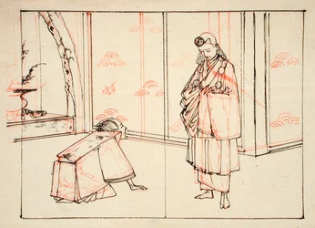 Dessin préparatoire pour une illustration du livre : Miroir des célèbres généraux japonais