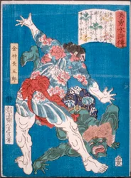 Le lutteur Konjin Chōgorō jetant un diable