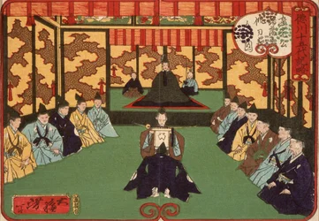 Tokugawa Iemitsu reçoit des seigneurs en audience