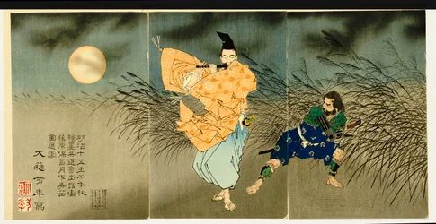 Triptyque de "Fujiwara No Yasumasa jouant de la flûte au clair de lune", 1883