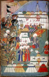 Lala Mustafa Pasha dans son campement après sa victoire à Kars, illustration du 