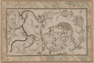 Lion, chi-lin et dragon dans des motifs floraux, période ottomane