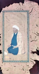 Homme agenouillé avec la main tendue en prière