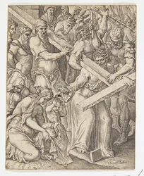 Christ portant la croix et le miracle du voile de Véronique