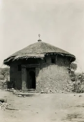 Hutte ronde au toit de chaume, Axum, Éthiopie, photographie d