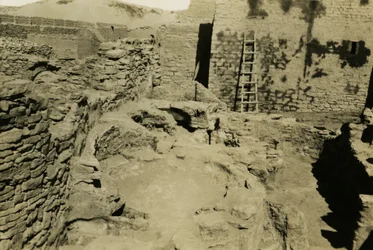 Vue de la zone commerciale du monastère de Saint-Siméon, Assouan, Egypte, photographie d