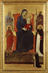 Vierge et Enfant en trône avec les saints Pierre, Paul, Jean-Baptiste, Dominique et un donateur, 1325-35