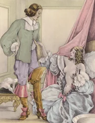 Brunelleschi illustration for Contes et Nouvelles de La Fontaine (colour litho)