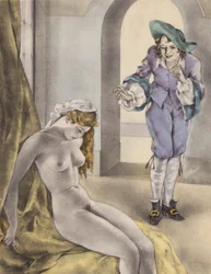 Brunelleschi illustration for Contes et Nouvelles de La Fontaine (colour litho)