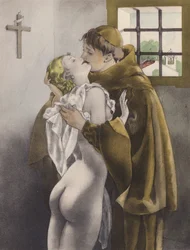 Brunelleschi illustration for Contes et Nouvelles de La Fontaine (colour litho)