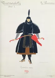Projet de costume pour les Gardes noirs de Turandot de Giacomo Puccini