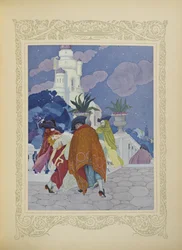 Quatre hommes masqués la portèrent au sommet de la tour, illustration de 