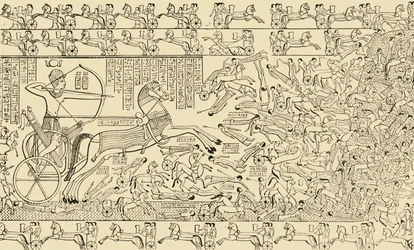 Une scène de bataille du Rameseum à Thèbes, 1890