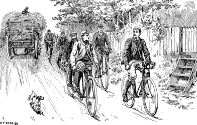 Un club de cyclisme britannique en balade à la campagne, 1895