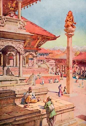 Un coin de la place Durbar, Patan, Népal, 1913