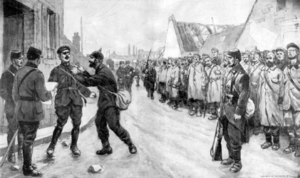 Un prisonnier allemand ose attaquer un officier, France, Première Guerre mondiale, 1915