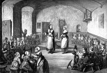 Une école de filature allemande, vers 1880
