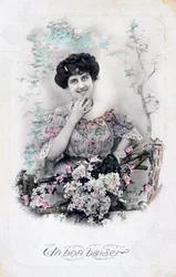 Un bon baiser, carte postale française, vers 1900