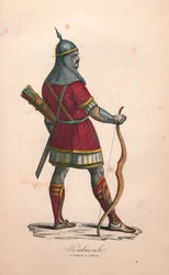 Un guerrier kalmouk en combat, années 1900