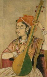 Une dame jouant du tanpura, ca. 1735