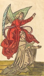 Un moine avec un ange, 1480-1490