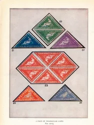 Une page de capes triangulaires Nos. 20-25, vers 1943, 1944