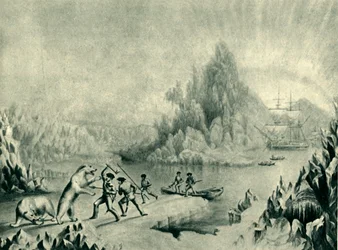 Une équipe de secours à la recherche de Sir John Franklin, 19e siècle, 1946