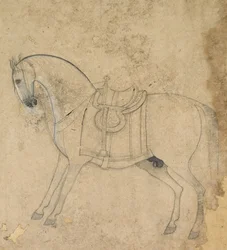 Un cheval sellé, vers 1750