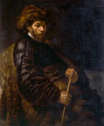 Un homme assis avec un bâton, vers 1800-1850