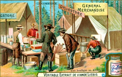 Une boutique à Klondyke, vers 1900
