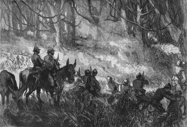 Une escarmouche dans la forêt, c1880