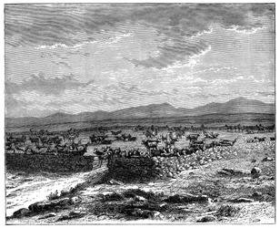 Un kraal de bétail sud-africain, vers 1890