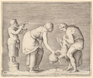 Une femme recueillant du sang d