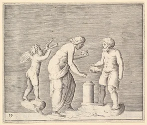 Une femme et un homme sacrifiant en présence de Cupidon, publié vers 1599-1622