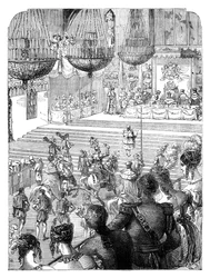 Un banquet à Westminster Hall célébrant le couronnement du roi George IV, 1821, vers 1895
