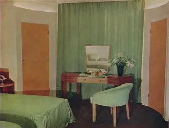 Une chambre dans une maison à Portland Place, conçue par Ian Henderson & Co. de Londres, 1935