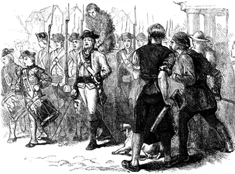 Un paysan goudronné et emplumé, Amérique, vers 1770