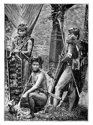Un groupe de Dayaks, vers 1900