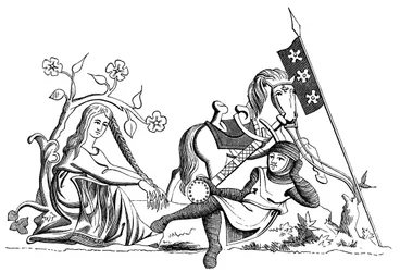 Un chevalier et une demoiselle, 13e siècle, 1849