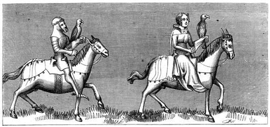 Une dame partant chasser, 14e siècle 1849