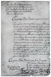 Une lettre de la Compagnie néerlandaise des Indes orientales à Willem Adriaan van der Stel