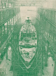 Un croiseur léger en construction, vers 1917-1919