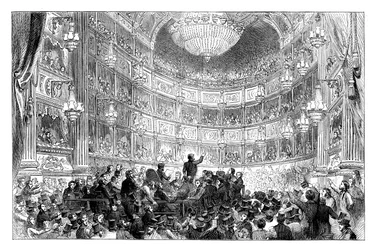 Réunion de la Ligue Anti-Corn Law au théâtre de Drury Lane, Londres, 1838 vers 1895