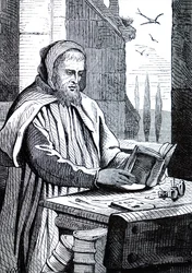 Un moine illuminant un manuscrit