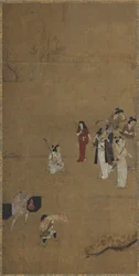 Une fête champêtre : musiciens et serviteurs, période Edo, début 17ème siècle