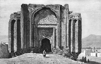 Mosquée en ruines du 14e siècle, Hamadan, Iran, 1895