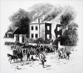 Une scène des émeutes de Birmingham de 1791