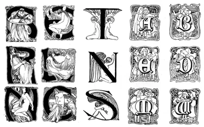 Un ensemble de lettres initiales décoratives, 1898