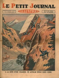 Un véhicule tombe dans la rivière Isère après un accident, 1930